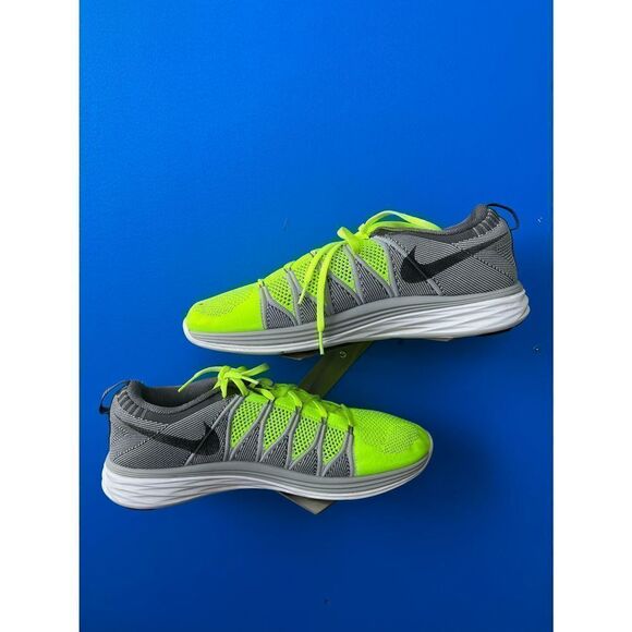 Nike Mens FlyKnit Lunar 2 620465-700 Gray Volt Running Shoes Lace Up Size 13 - Picture 2 of 6